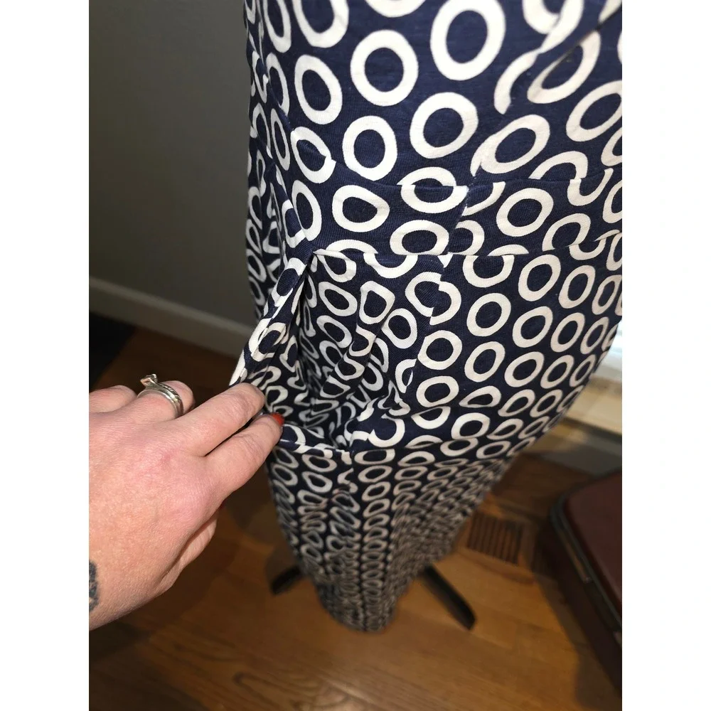 Boden Navy White Circle Print Cap Sleeve Sheath Dress UK 12 US 8L - Picture 4 of 7